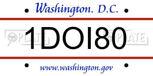 1DOI80 District Of Columbia License Plate