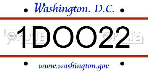 1DOO22 District Of Columbia License Plate