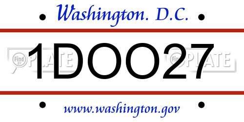 1DOO27 District Of Columbia License Plate