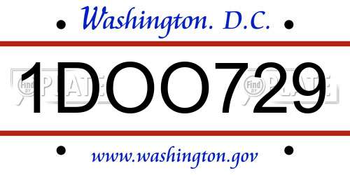 1DOO729 District Of Columbia License Plate