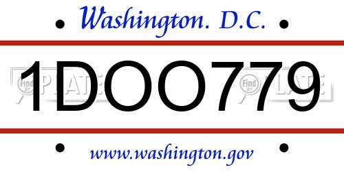 1DOO779 District Of Columbia License Plate