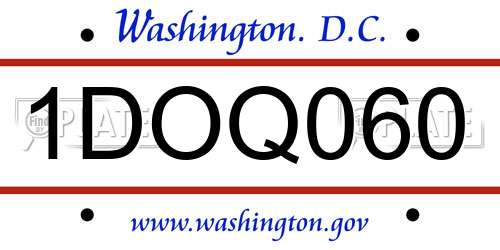 1DOQ060 District Of Columbia License Plate