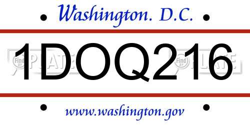 1DOQ216 District Of Columbia License Plate