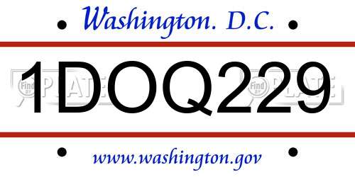 1DOQ229 District Of Columbia License Plate