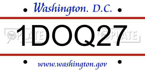 1DOQ27 District Of Columbia License Plate