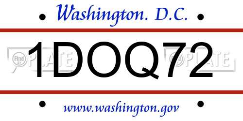 1DOQ72 District Of Columbia License Plate