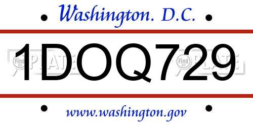 1DOQ729 District Of Columbia License Plate