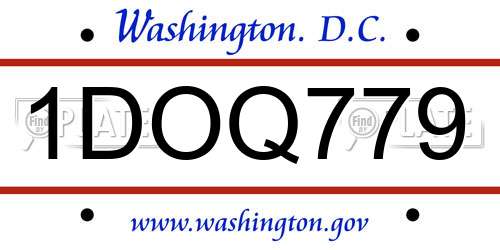 1DOQ779 District Of Columbia License Plate