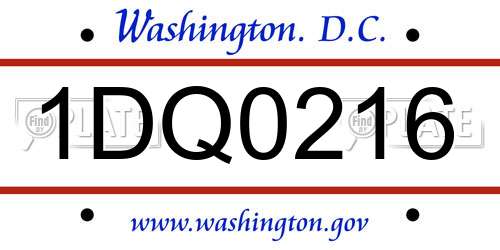1DQ0216 District Of Columbia License Plate