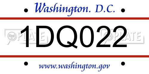 1DQ022 District Of Columbia License Plate