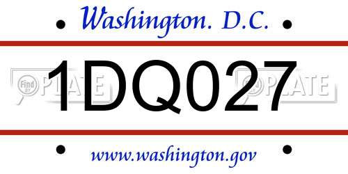 1DQ027 District Of Columbia License Plate