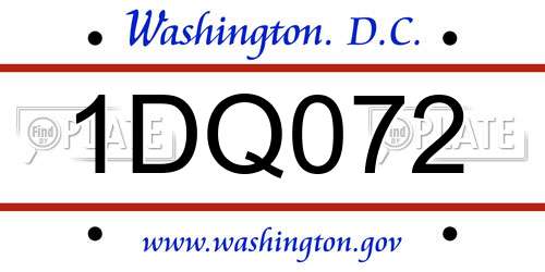 1DQ072 District Of Columbia License Plate