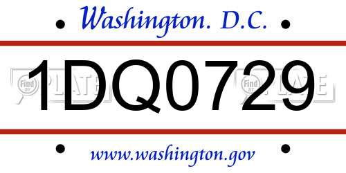 1DQ0729 District Of Columbia License Plate