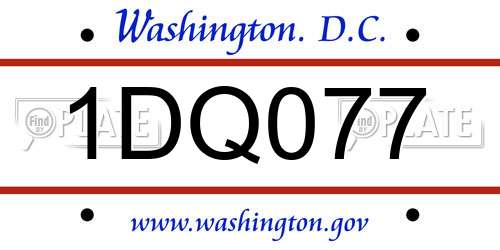 1DQ077 District Of Columbia License Plate