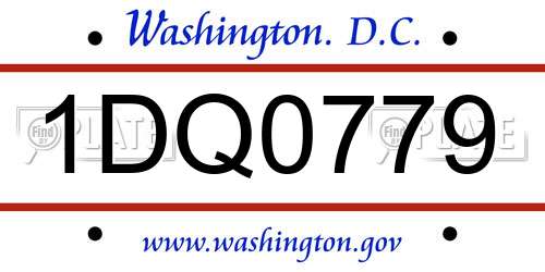 1DQ0779 District Of Columbia License Plate