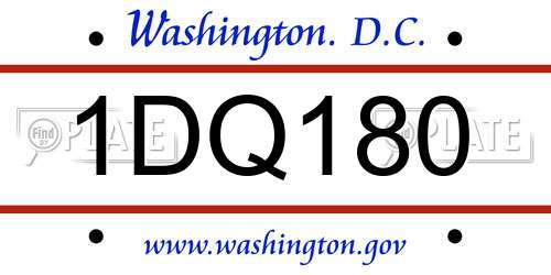 1DQ180 District Of Columbia License Plate