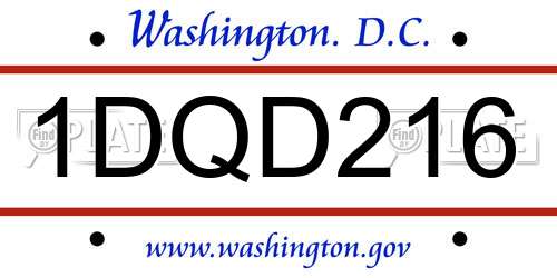 1DQD216 District Of Columbia License Plate