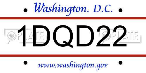 1DQD22 District Of Columbia License Plate