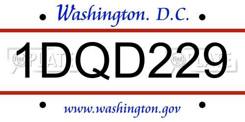 1DQD229 District Of Columbia License Plate