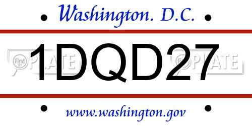 1DQD27 District Of Columbia License Plate
