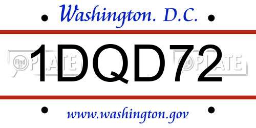 1DQD72 District Of Columbia License Plate