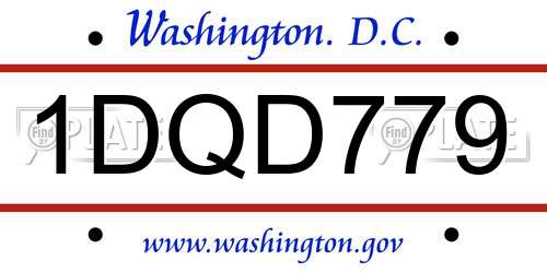 1DQD779 District Of Columbia License Plate