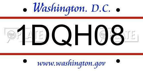 1DQH08 District Of Columbia License Plate