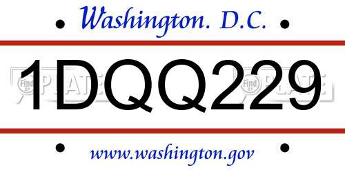 1DQQ229 District Of Columbia License Plate