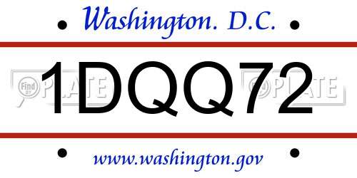 1DQQ72 District Of Columbia License Plate