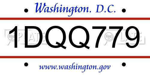 1DQQ779 District Of Columbia License Plate