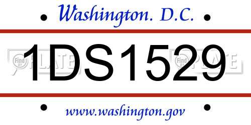1DS1529 District Of Columbia License Plate