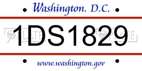 1DS1829 District Of Columbia License Plate