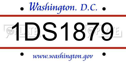 1DS1879 District Of Columbia License Plate