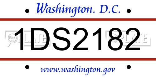 1DS2182 District Of Columbia License Plate