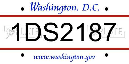 1DS2187 District Of Columbia License Plate