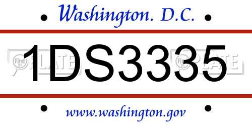 1DS3335 District Of Columbia License Plate