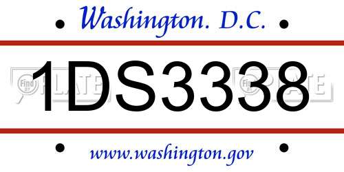 1DS3338 District Of Columbia License Plate