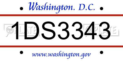 1DS3343 District Of Columbia License Plate