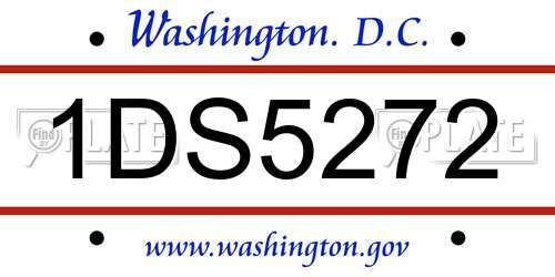 1DS5272 District Of Columbia License Plate