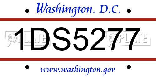 1DS5277 District Of Columbia License Plate