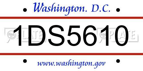 1DS5610 District Of Columbia License Plate