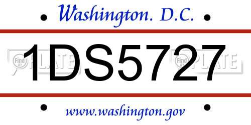 1DS5727 District Of Columbia License Plate
