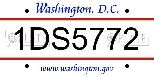 1DS5772 District Of Columbia License Plate