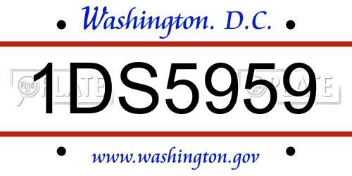 1DS5959 District Of Columbia License Plate