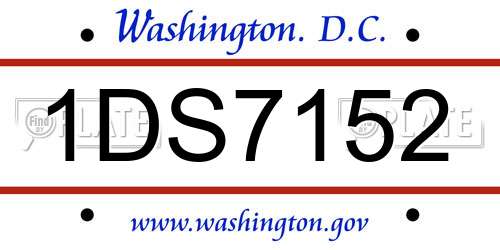 1DS7152 District Of Columbia License Plate