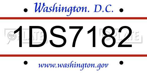 1DS7182 District Of Columbia License Plate