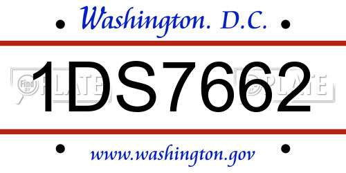 1DS7662 District Of Columbia License Plate