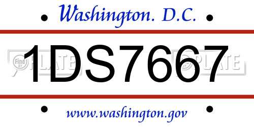 1DS7667 District Of Columbia License Plate