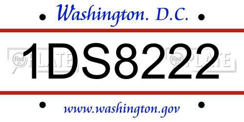 1DS8222 District Of Columbia License Plate