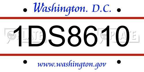 1DS8610 District Of Columbia License Plate